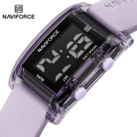 Naviforce Đồng hồ đeo tay nữ chống nước cá tính vuông LCD kỹ thuật số Dây đeo Silica Đồng hồ điện tử