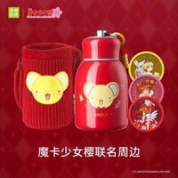 Naxue 's Tea x Magic Card Girl Sakura Coaster Joint Long Lanh Coaster / Thermos Cup & Bộ túi dây rút lông cừu mềm