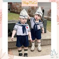 (NB1) Set bộ quần áo cho bé, Set bộ hải quân nhí kèm mũ cano cho bé trai bé gái