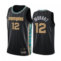 Nba Jersey Grizzlies No. 12 Quần short bóng đen màu xanh lá cây phiên bản thành phố Morante Đồng phục bóng rổ