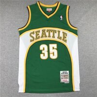Nba jersey Seattle Super Sonics No.35 Durant Durant Durant Áo bóng rổ màu xanh lá cây cổ điển