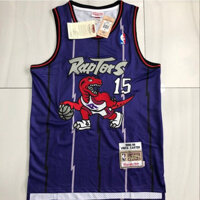 NBA NBA bóng rổ Áo Đấu 15 Carter màu tím đầy đủ thêu bóng rổ Áo Đấu