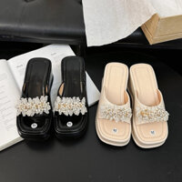 nbkshoesstudio[ảnh thật] Dép xuồng hoa tuyết 7cm