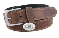 NCAA LSU Tigers Light Crazy Horse Leather Concho Belt