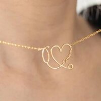 Nd002 nd002 tùy chỉnh Ống nghe Tên Vòng Cổ Phụ Nữ Cô Gái y tá Trang sức thép không gỉ màu bác sĩ tên nơi Vòng cổ Quà Tặng