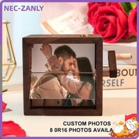 Nec-zanly Album Ảnh Quay Tay, Ảnh Nhớ Gia Đình Khung Khối Lập Phương Khung Ảnh Khung Flipbook, Dễ Sử Dụng Plus Với Sách Lật Bằng Gỗ Nhẹ Khung Sách Lật Tùy Chỉnh Trang Trí Máy Tính Để Bàn