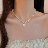 Necklace mặt dây chuyền ngọc trai vỏ sò phong cách Pháp, thanh lịch retro cao cấp, dây chuyền xương đòn mới, phụ kiện niche phổ biến cho phụ nữ