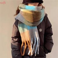 Nedfs Khăn Cashmere Lưới Ấm Áp Đơn Giản Thu Đông Retro Làm Dày Cổ Điển Khăn Phụ Kiện Pashmina Quấn