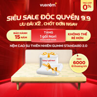 Nệm cao su 100 thiên nhiên cao cấp Gummi Standard 2.0 10cm tại Vua Nệm - Nâng đỡ vượt trội, thoáng kí tối ưu - 120x200 - 10cm