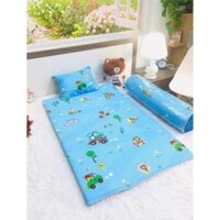 Nệm cho bé đi học 70x110cm, nệm mềm mát vải cotton cao cấp, họa tiết hoạt hình có kèm gối nằm