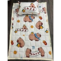 Nệm cho bé đi học mẫu giáo kích thước 80x120cm nệm dày dặn có chun 4 góc, tặng kèm gối mẫu Capy chữ