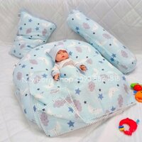 Nệm chống trào vải Xô Muslin Hàn Quốc- Xô Organic ❤️COMBO 4 món (Nệm chống trào+gối ôm+gối kê đầu+chăn)❤️