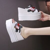 Nêm Gót Chân Thoải Mái Bên Ngoài Mặc Dép Nữ 2023 Đế Dày Đế Dày Giày Sandal Thêu Dép 11cm Siêu Cao Gót 1.