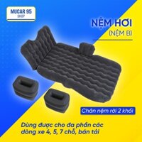 Nệm Hơi Ô Tô 4 5 Chỗ Cao Cấp - Đệm Hơi Oto Chân Rời Tiện Lợi Chất Cao Su Phủ Nhung (TẶNG BƠM ĐIỆN VÀ 2 GỐI)