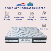 Nệm lò xo túi độc lập Kim Cương Asling Pro cao 28cm chính hãng,vải lô hội thoáng mát nâng đỡ tối ưu