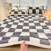 Nệm lưới bàn cờ nhung Bắc Cực loại A mùa thu và mùa đông, giường mềm mại và thân thiện với làn da, giường không tĩnh điện, đệm bảo vệ giường ấm dày, vỏ gối đơn/đôi/to/cực lớn