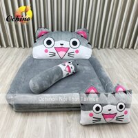 Nệm Thú Bông Cho Bé Mẫu mèo xám cưới siêu xinh 1m1-1m6 dày 5cm (Có SẴn)