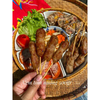 nem tôm nướng-Nem tôm lụi thành phần gồm thịt tôm, thịt heo xay, gia vị. bảo đảm ko dùng chất bảo quản, hay phụ gia