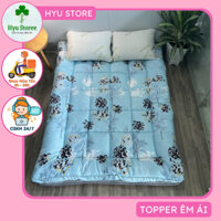 Nệm Topper 6cm họa tiết bắt mắt đủ size 1m 1m4 1m6 1m8 bằng gòn cao cấp nệm gấp 3 giá rẻ