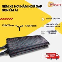 Nệm xe hơi nằm ngủ gấp gọn bằng da cao cấp, đệm ô tô ghế sau cho xe 4 5 7 chỗ và bán tải dài 1m2 không cần bơm