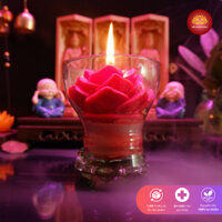Nến Cốc Hoa Hồng màu đỏ nguyên liệu tự nhiên đèn cầy, nến bơ, dành cho thờ cúng lễ tạ, phong thủy, tâm linh