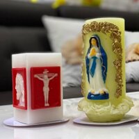 Nến mẹ Maria (cháy 70 giờ) - trụ nến Thờ Công Giáo - Đèn cầy trang trí cao cấp thegioinendanang