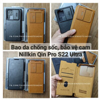(Nên mua) Bao Da chống sốc , bảo vệ cam sau, ngăn đựng thẻ Samsung Galaxy S22 Ultra Nillkin Qin Pro Leather Case
