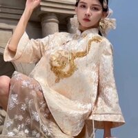 Nến Rồng Đặt Hàng Chính Hãng Trung Quốc Thời Trang Nữ Thu Đông Phong Cách Chanel Thiết Kế Cảm Giác Phong Cách Trung Hoa Áo Khoác Quần Short Hai Mảnh Phù Hợp Với