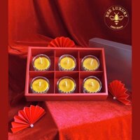 Nến sáp ong Ly trơn hộp 6 ly/cháy 7 - 8h/1 ly