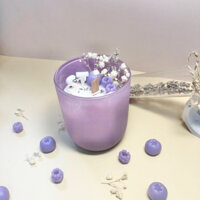 Nến Thơm Hương Lavender decor Hoa Khô và Sáp Dùng Để Tặng Quà Người Thương, Trang Trí, Khử Mùi - 200gr