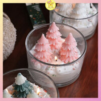 Nến Thơm Noel 3 Cây Thông Hũ Thuỷ Tinh Lớn