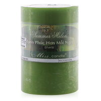 Nến thơm trụ tròn D7H10 Miss Candle MIC0260 7 x 10 cm Xanh lá, hương dưa lưới
