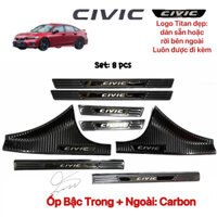 Nẹp bước chân Chống trầy Cốp xe Honda Civic 2022-2023 Carbon (Đủ logo đẹp kèm) Phụ kiện trang trí 2024 Gen 11