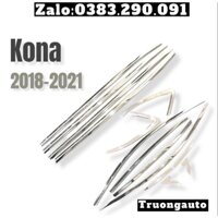 Nẹp Chân Kính + cong kính Hyundai Kona 2018 - 2021 inox