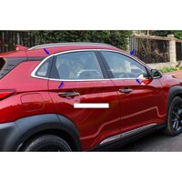 Nẹp Chân Kính + cong kính Hyundai Kona 2018 - 2022 inox