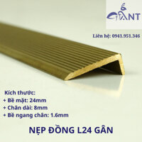 Nẹp Đồng L24 Mặt Có Gân, Chống Trượt, Bảo Vệ Mũi Cầu Thang, Ốp Cạnh Bàn Giá 1m
