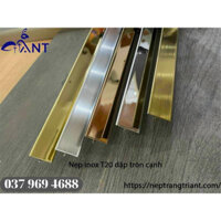 Nẹp inox chữ T màu trắng gương, nẹp T inox, dày 0.6li, hàng dập cạnh,đầy đủ kích thước, thanh dài 2m44