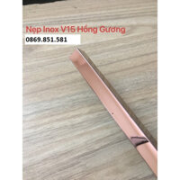 Nẹp inox chữ V, hồng gương, Nẹp v inox, dày 0.8li, thanh dài 2m44, Nẹp góc cột, mũi bậc thang