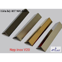 Nẹp inox v20 bào vuông góc, thanh dài 2.44m, dày 0.8