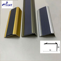 Nẹp Nhôm Chống Trượt Cầu Thang, Tam Cấp L41x20, Thanh dài 2m7 cắt đôi, Có Kèm Ron Cao Su
