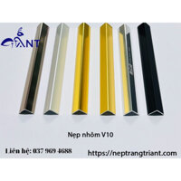 Nẹp nhôm chữ V10, nẹp nhôm chữ V, ốp góc tường, góc bàn, góc tủ, dễ thi công, dày 1li, thanh 2m5