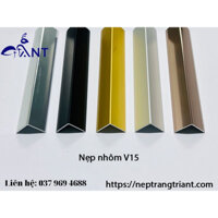 Nẹp nhôm chữ V15, nẹp nhôm V, ốp góc tường, góc bàn, góc tủ, dễ thi công, dày 1li, thanh 2m5