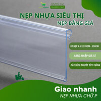 Nẹp nhựa siêu thị, set 05 thanh nẹp cài giá, kẹp giá siêu thị, Thegioi Wobbler, nẹp nhựa hiển thị, móc kệ, nhựa dẻo.