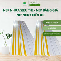 Nẹp nhựa siêu thị, set 05 thanh nẹp cài giá, kẹp giá siêu thị, Thegioi Wobbler, keo dán hai mặt,dán theo kệ, nhựa dẻo.