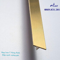 Nẹp T Inox, Vàng xước, nẹp inox chữ T, dày 0.8li, thanh dài 2m44,  chỉ tường inox, ron sàn