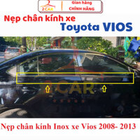 Nẹp viền chân kính xe Vios đời 2008 2009 2010 2011 2012 2013 mẫu inox sáng bóng, bộ 4 thanh