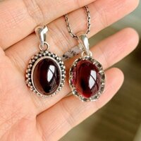 Nepal Phong Cách Dân Tộc Bạc Trang Sức Sterling Bạc Handmade Kẻ Sọc Garnet Mặt Dây Chuyền Retro Áo Len Dây Xích 1-11-16