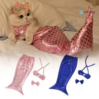 Nerhemg _ Cat Nàng Tiên Cá Trang Phục Thú Cưng Nàng Tiên Cá Quần Áo Trang Phục Có Nơ Mèo Cosplay Dự Tiệc Cung Cấp Trang Phục Chống Đỡ Cho Chó Nhỏ