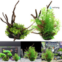 Nerhemg _ Cây thủy sinh nhân tạo Mô phỏng sáng tạo Rễ cây nhựa Trang trí bể cá Nước giả Cỏ dại Phụ kiện bể cá