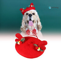 Nerhemg _ Len Pet Mũ Nồi Giáng Sinh Mũ Mèo Đỏ Có Nơ Phụ Kiện Gạc Mùa Đông Ấm Áp Ngày Lễ Trang Phục Cho Hàng Ngày
